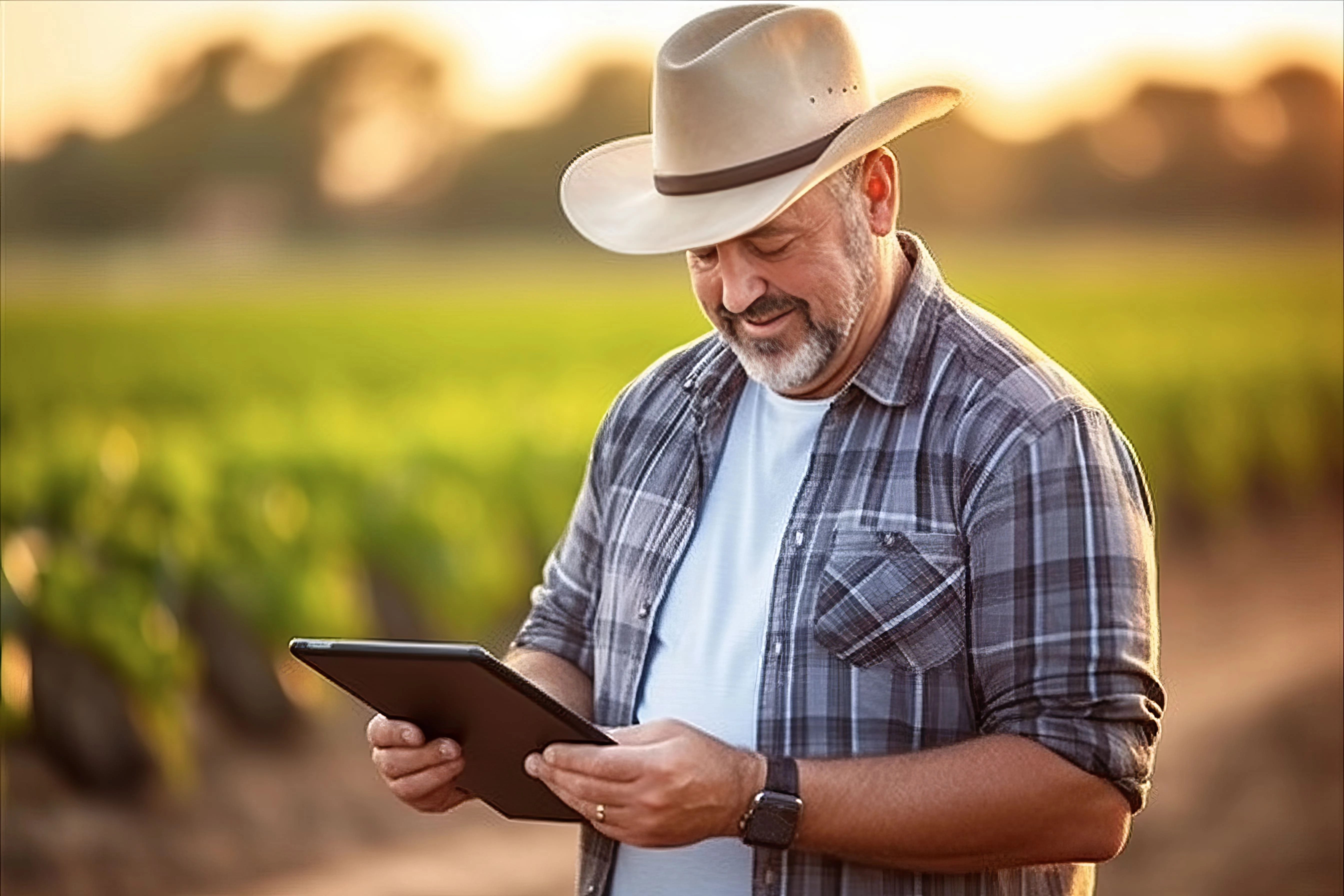 Produtor rural em área de lavoura